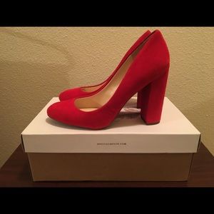 Jessica Simpson red suede heels
